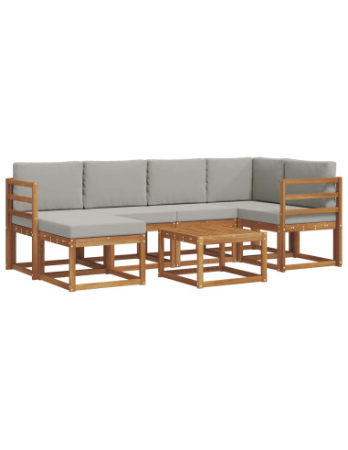 Set di divani da esterno 7 pcs Grigio Naturale e Chiaro