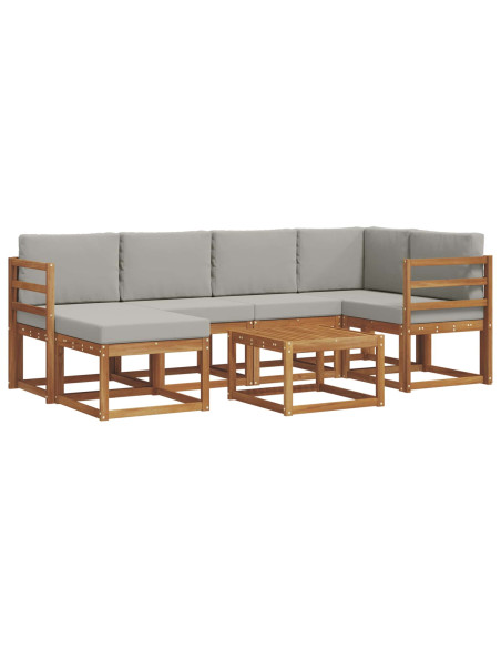 Set di divani da esterno 7 pcs Grigio Naturale e Chiaro