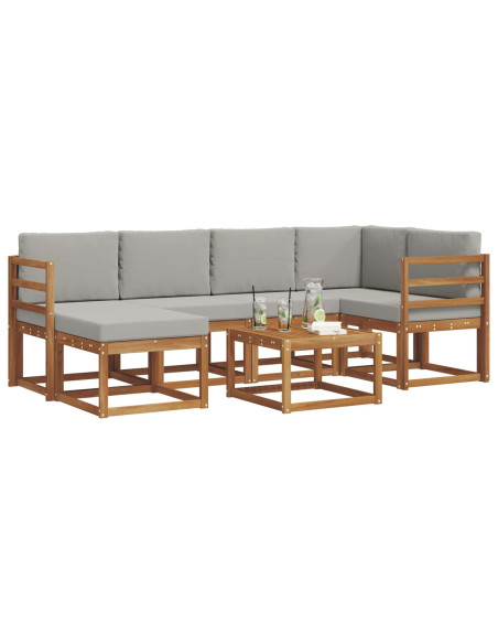 Set di divani da esterno 7 pcs Grigio Naturale e Chiaro