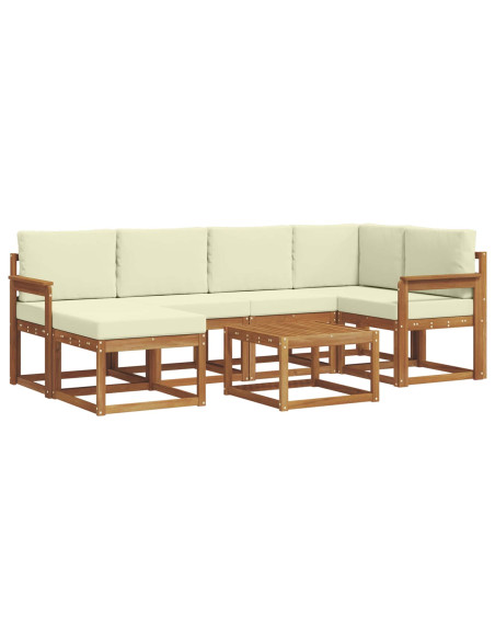 Set di divani da esterno con cuscino 7 pcs Naturale e Crema
