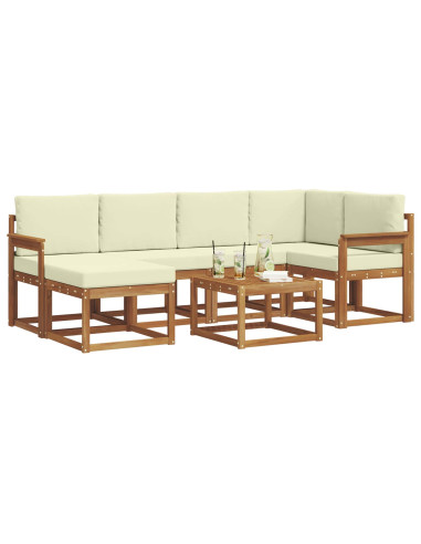 Set di divani da esterno con cuscino 7 pcs Naturale e Crema