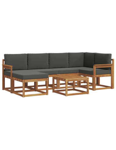 Set di divani da esterno con cuscino 7 pcs Naturale e Antracite