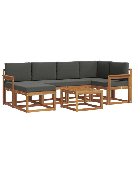 Set di divani da esterno con cuscino 7 pcs Naturale e Antracite