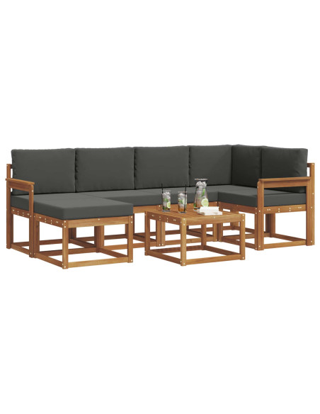 Set di divani da esterno con cuscino 7 pcs Naturale e Antracite