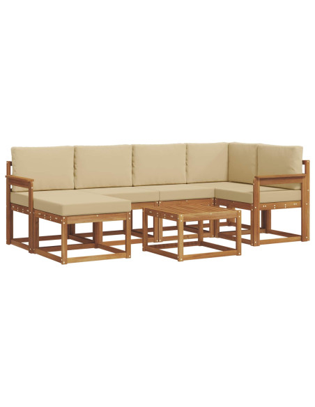 Set di divani da esterno con cuscino 7 pcs Naturale e Beige