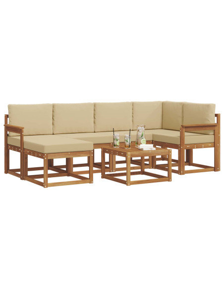 Set di divani da esterno con cuscino 7 pcs Naturale e Beige