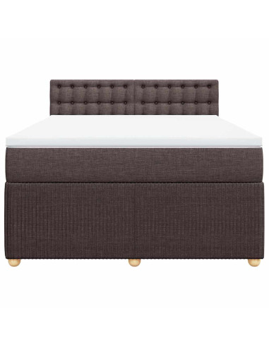 Giroletto a Molle con Materasso Marrone Scuro 160x200cm Tessuto
