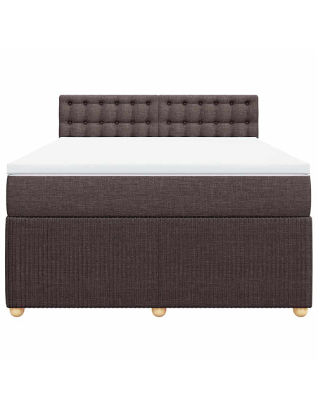 Giroletto a Molle con Materasso Marrone Scuro 160x200cm Tessuto