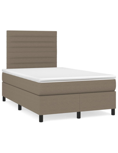 Letto a Molle con Materasso e LED Tortora 120x190 cm in Tessuto