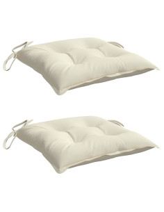 Cuscini per Sedia 2 pz Bianco Crema 50x50x7cm in Tessuto Oxford 2