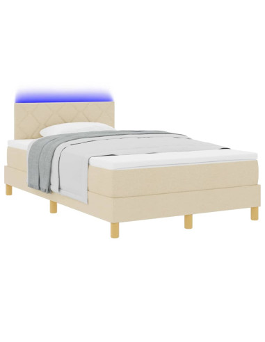 Letto a Sorgente LED con materasso Crema 120 x 200 cm Tessuto