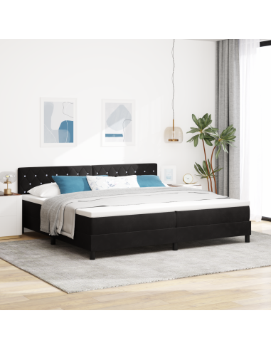 Letto a Sorgente LED con materasso Nero 200 x 200 cm Velluto
