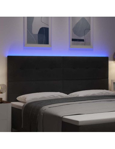Testiera LED con luci a strisce a LED Nero 200 cm Poliestere