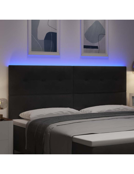 Testiera LED con luci a strisce a LED Nero 200 cm Poliestere