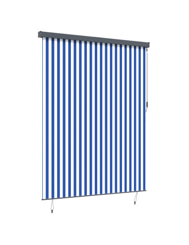 Tenda a rullo Blu e Bianco 200 x 250 cm Tessuto e Alluminio