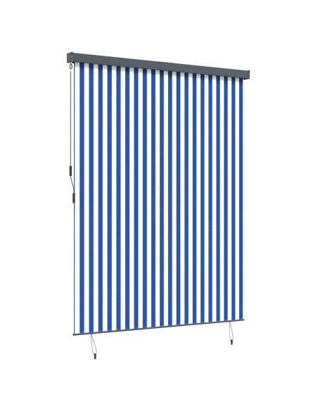 Tenda a rullo Blu e Bianco 200 x 250 cm Tessuto e Alluminio