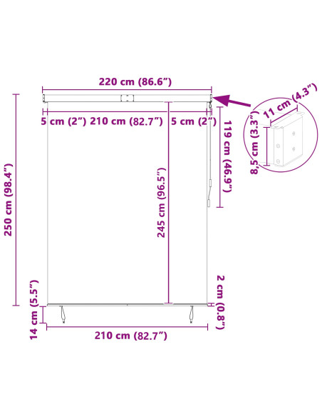 Tenda a rullo Blu e Bianco 200 x 250 cm Tessuto e Alluminio