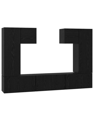 Set mobile TV 7 pcs Rovere Nero Legno multistrato