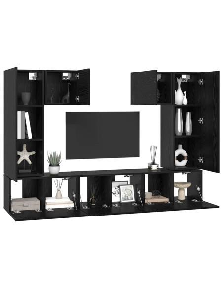 Set mobile TV 7 pcs Rovere Nero Legno multistrato