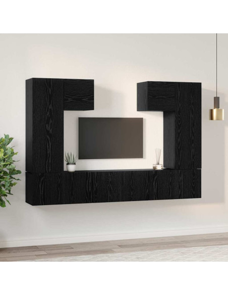 Set mobile TV 7 pcs Rovere Nero Legno multistrato