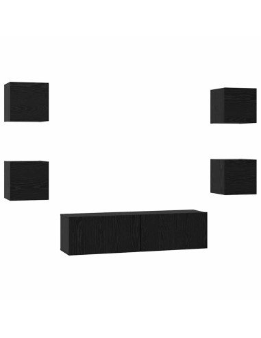 Set mobile TV 6 pcs Rovere Nero Legno multistrato