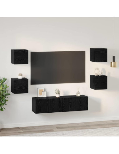 Set mobile TV 6 pcs Rovere Nero Legno multistrato