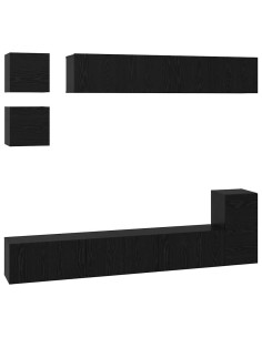 Set mobile TV 8 pcs Rovere Nero Legno multistrato 2