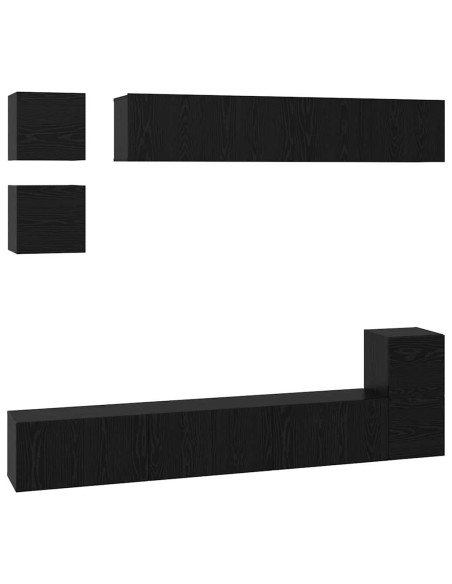 Set mobile TV 8 pcs Rovere Nero Legno multistrato