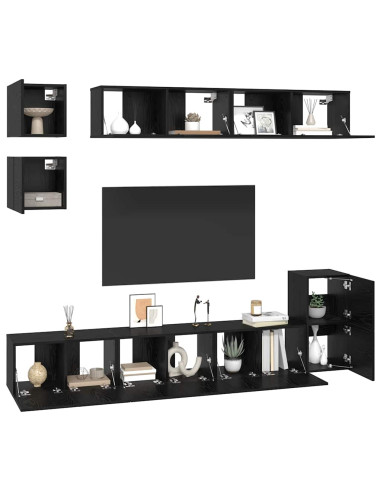 Set mobile TV 8 pcs Rovere Nero Legno multistrato