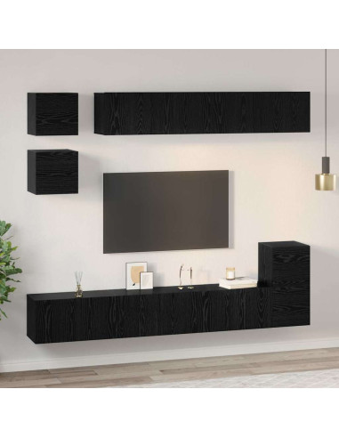 Set mobile TV 8 pcs Rovere Nero Legno multistrato