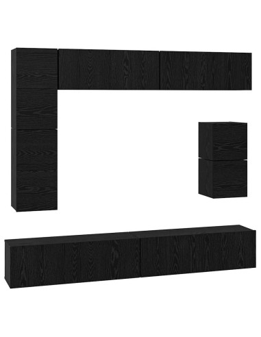 Set mobile TV 8 pcs Rovere Nero Legno multistrato