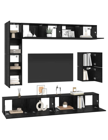 Set mobile TV 8 pcs Rovere Nero Legno multistrato