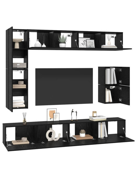 Set mobile TV 8 pcs Rovere Nero Legno multistrato