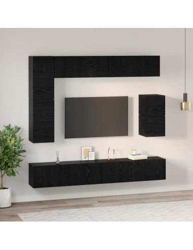 Set mobile TV 8 pcs Rovere Nero Legno multistrato