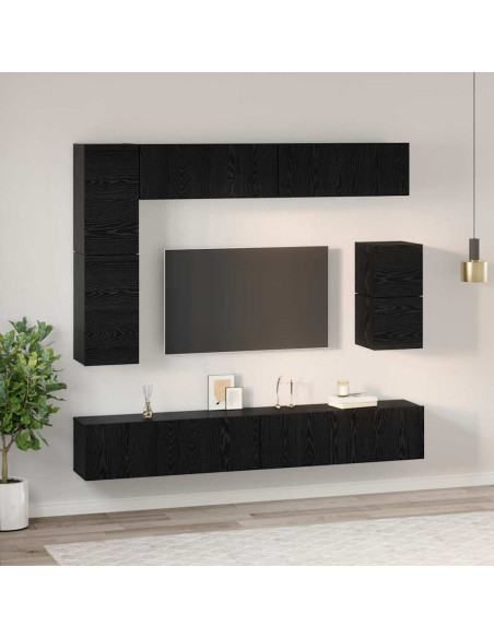 Set mobile TV 8 pcs Rovere Nero Legno multistrato