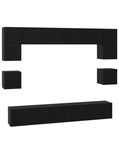 Set mobile TV 8 pcs Rovere Nero Legno multistrato