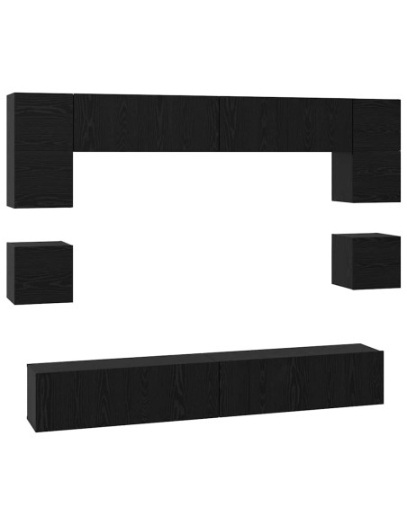 Set mobile TV 8 pcs Rovere Nero Legno multistrato