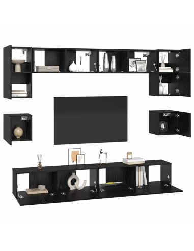 Set mobile TV 8 pcs Rovere Nero Legno multistrato
