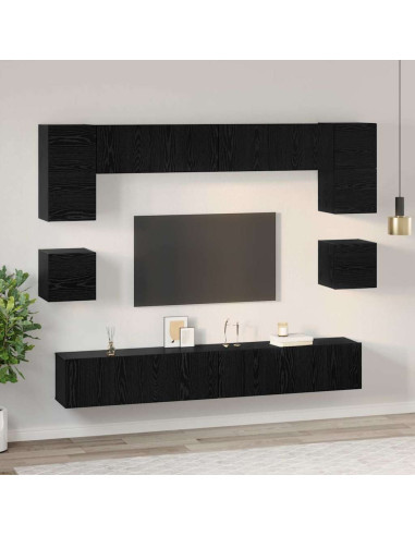 Set mobile TV 8 pcs Rovere Nero Legno multistrato