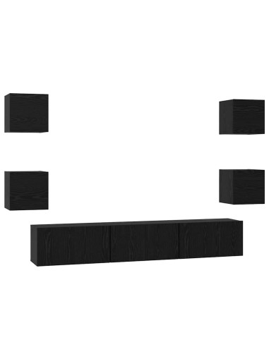 Set mobile TV 7 pcs Rovere Nero Legno multistrato