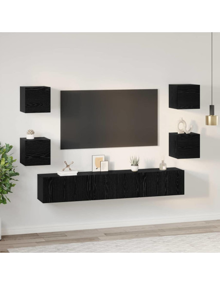 Set mobile TV 7 pcs Rovere Nero Legno multistrato