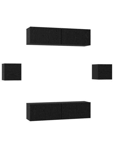 Set mobile TV 6 pcs Rovere nero Legno multistrato