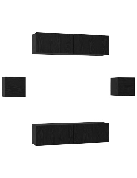 Set mobile TV 6 pcs Rovere nero Legno multistrato