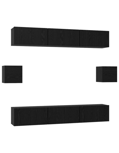 Set mobile TV 8 pcs Rovere Nero Legno multistrato