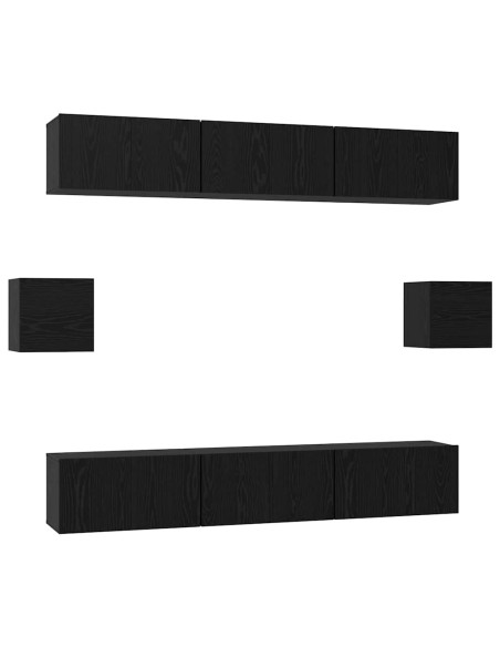 Set mobile TV 8 pcs Rovere Nero Legno multistrato