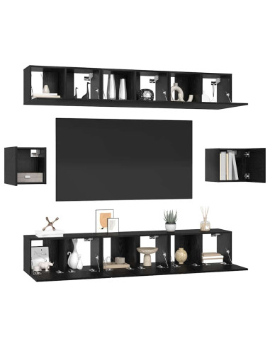 Set mobile TV 8 pcs Rovere Nero Legno multistrato