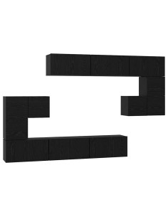Set mobile TV 10 pcs Rovere Nero Legno multistrato 2