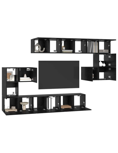 Set mobile TV 10 pcs Rovere Nero Legno multistrato