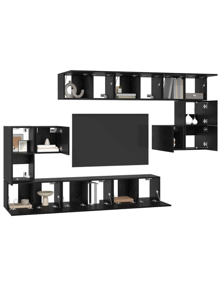 Set mobile TV 10 pcs Rovere Nero Legno multistrato