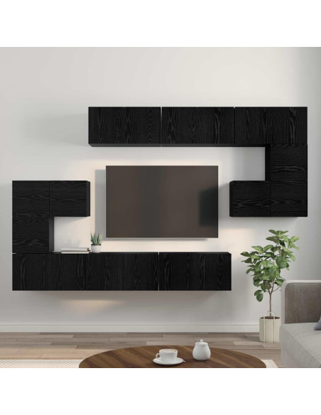 Set mobile TV 10 pcs Rovere Nero Legno multistrato
